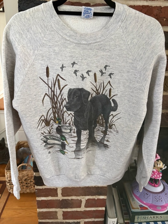 Jerzees Other - JERZEES Men's Gray Dog Duck Graphic Vintage Fleece Sweatshirt M